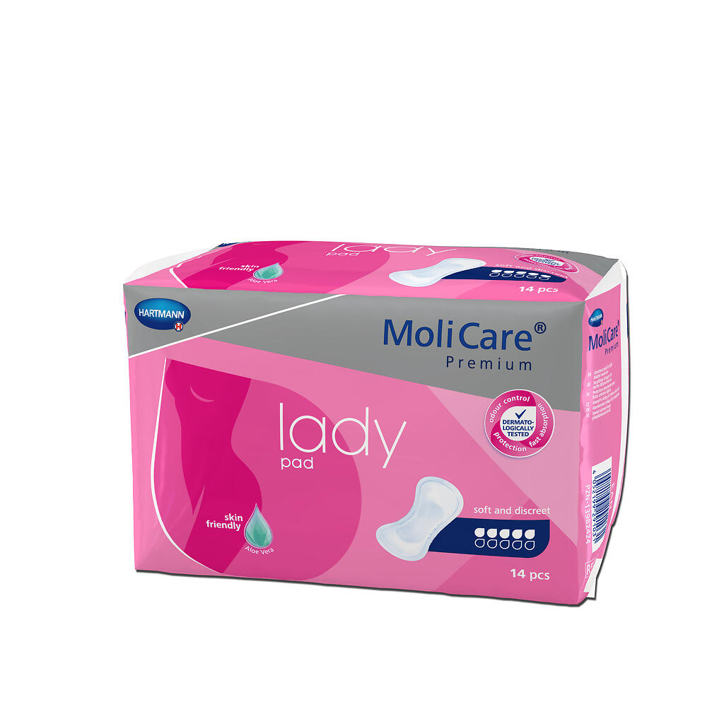 Lättinkontinensskydd MoliCare Premium LadyPad 5 Droppar Mörkblå 14st