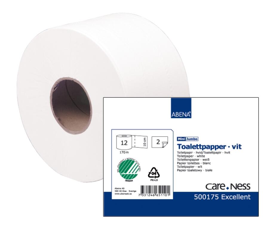 Toalettpapper Abena Care-Ness Excellent Jumbo Mini Vit 170m 12rl
