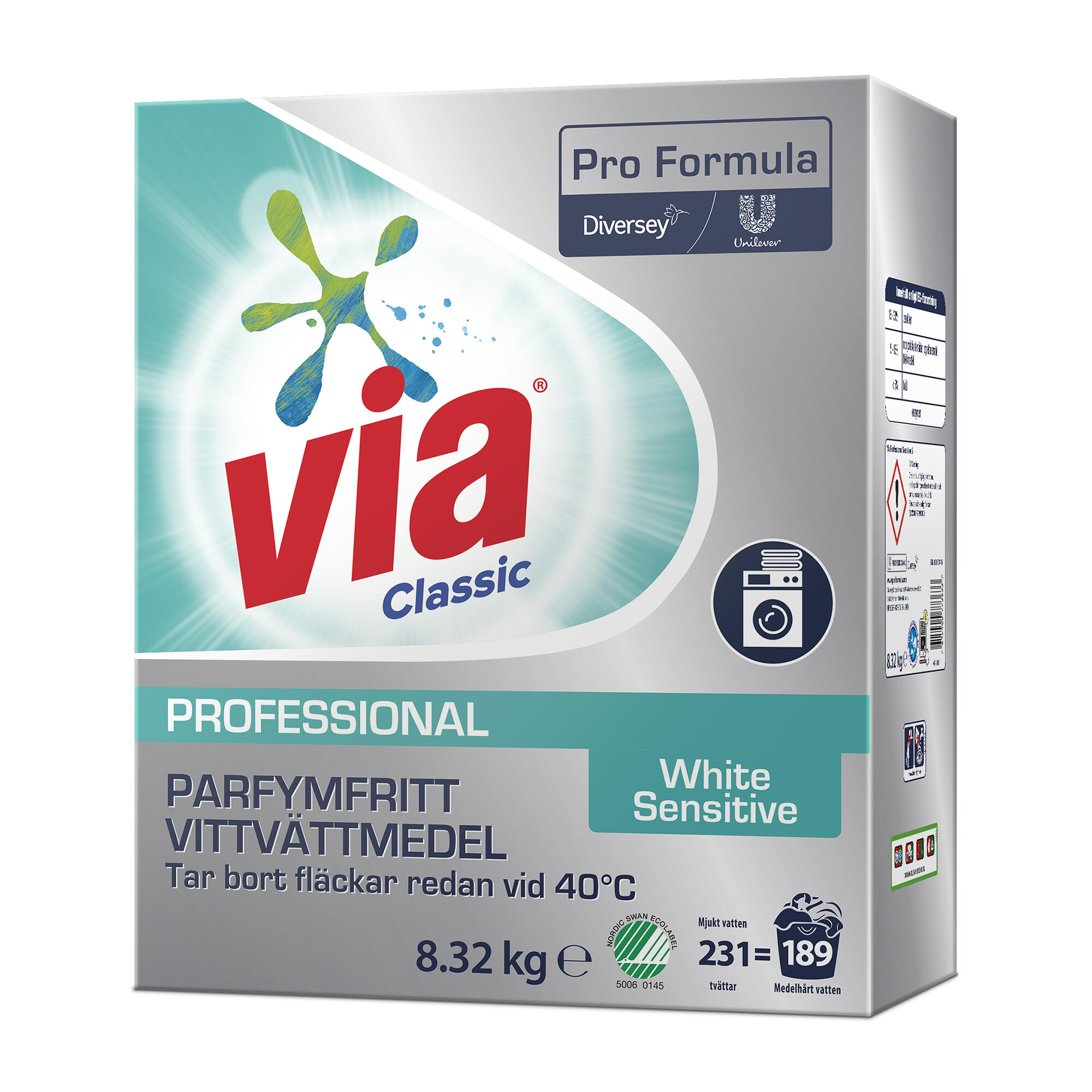 Tvättmedel Diversey Via Pro Formula Vit Sensitive S 8.32kg