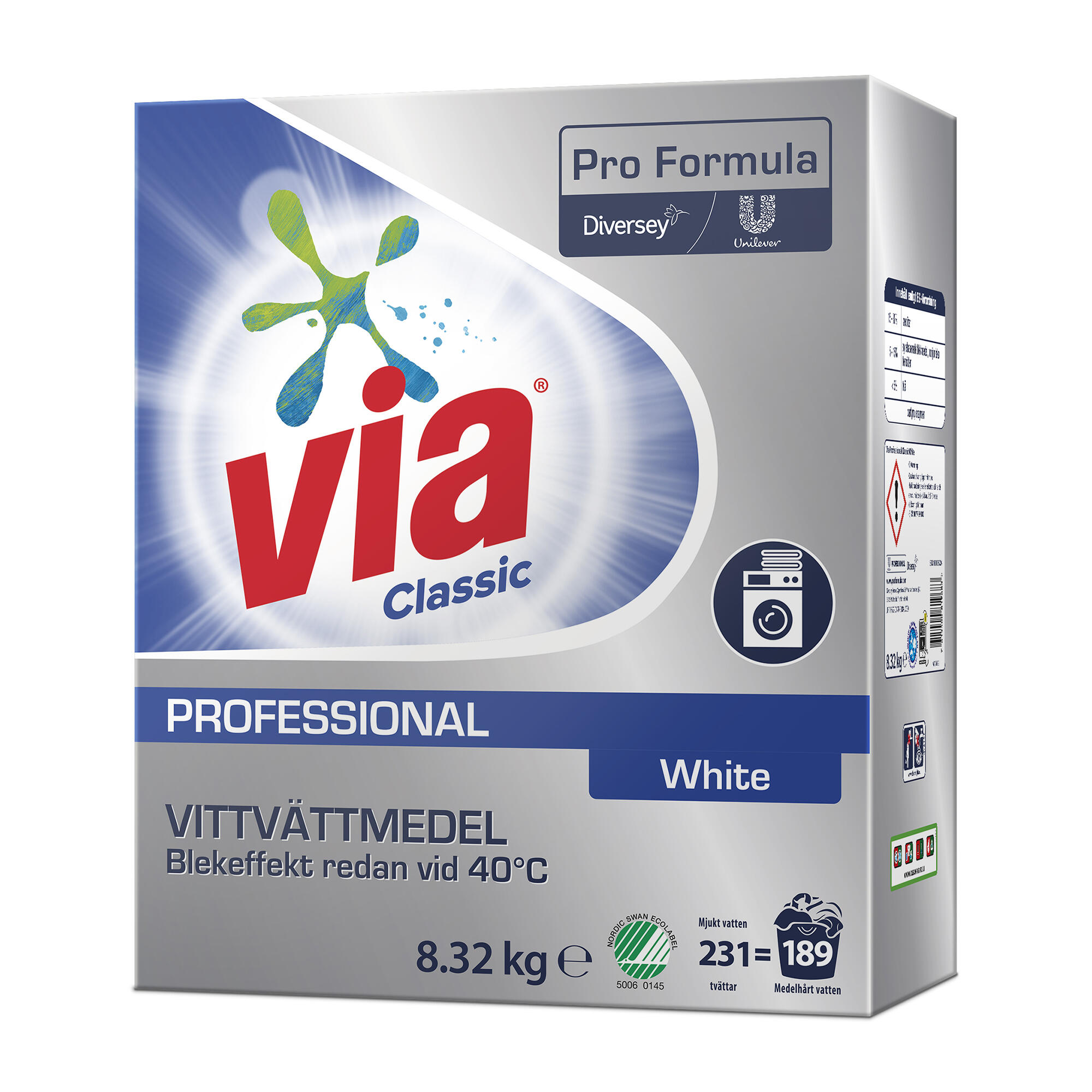 Tvättmedel Diversey Via Pro Formula Classic White 8.32kg