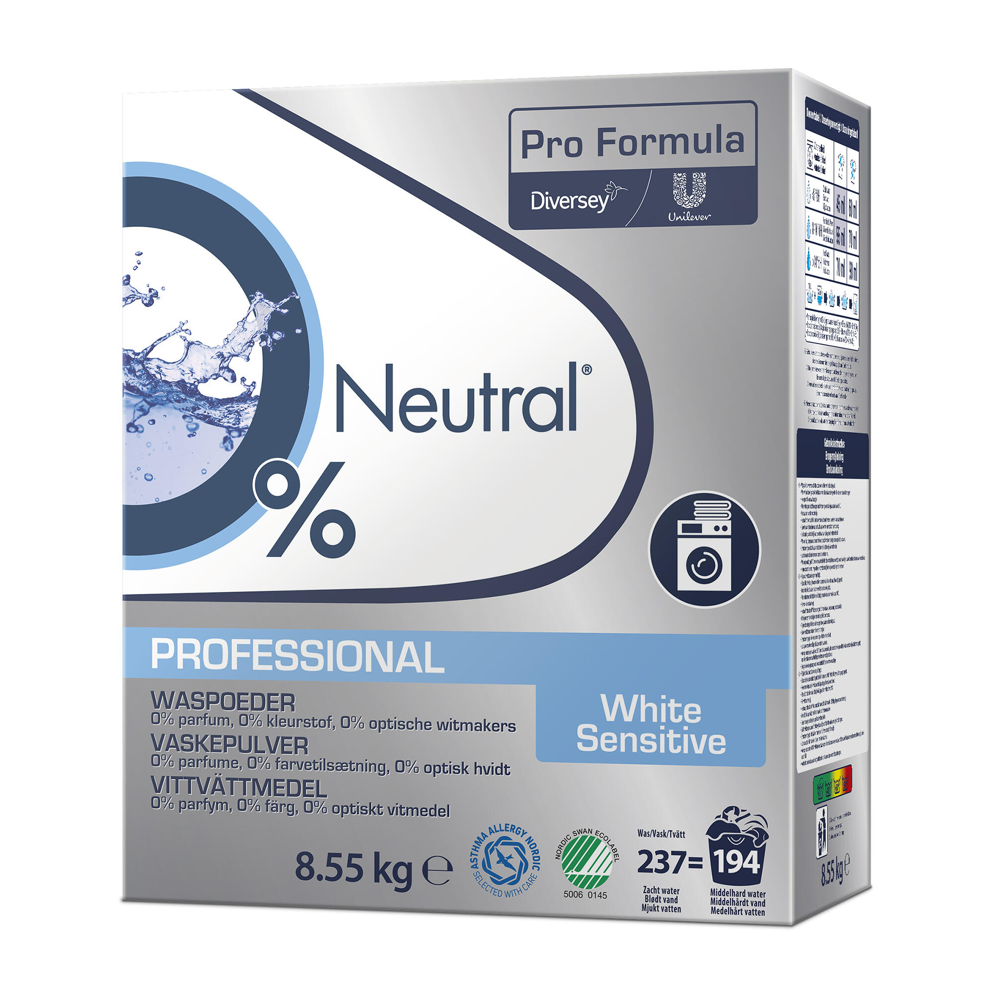 Tvättmedel Diversey Neutral Pro Formula White Sensitive 8.55kg