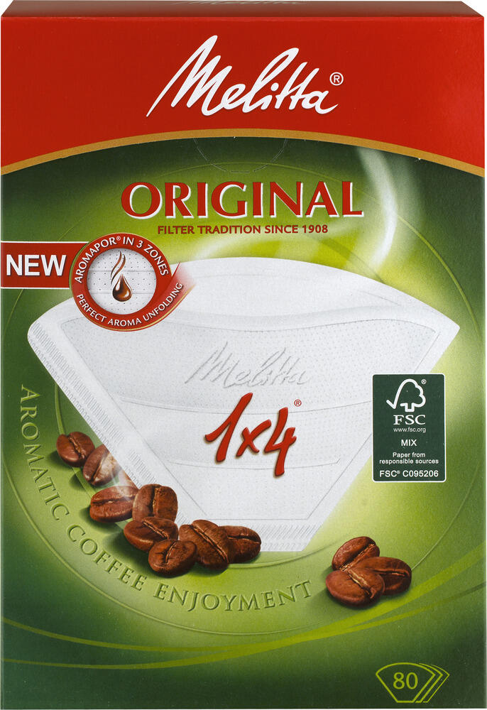 Kaffefilter Melitta Original 1x4 Vit 110mm 80st