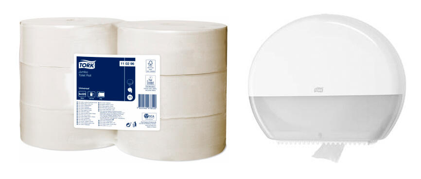 Dispenser + Toalettpapper Tork T-Box Jumbo T1 Vit 6+1