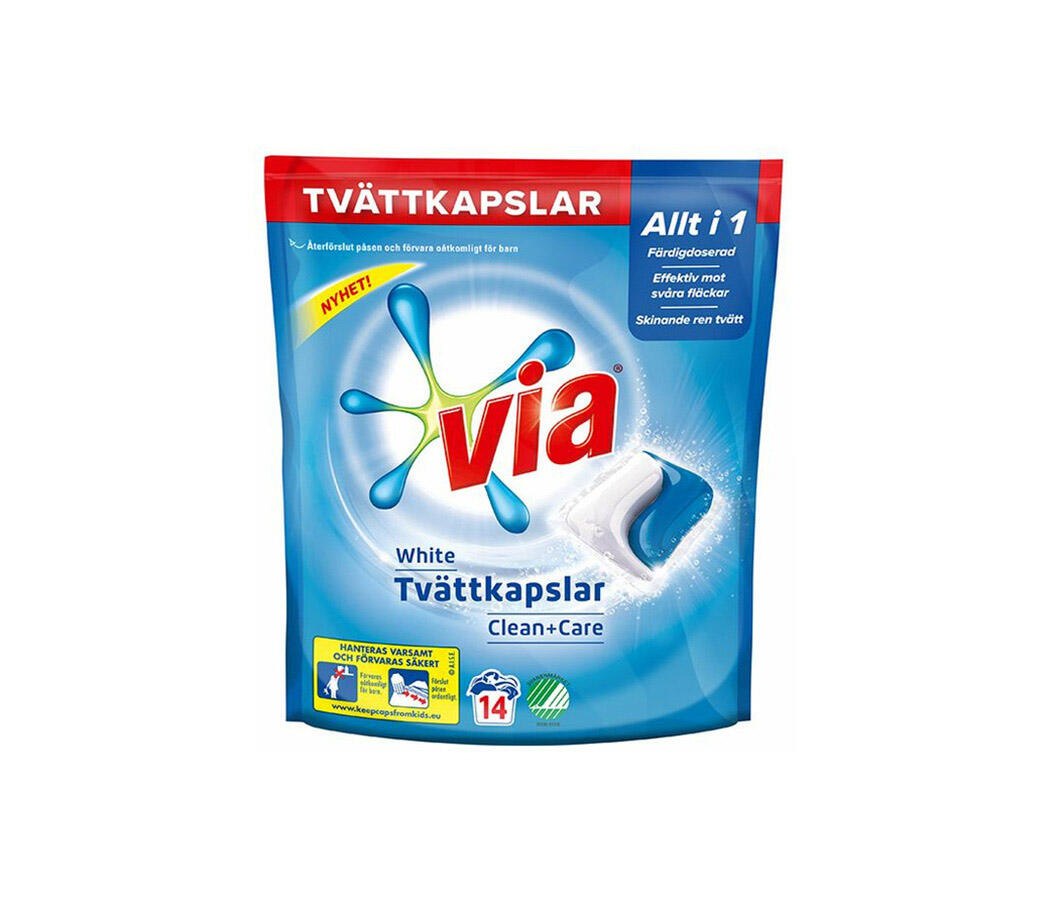Tvättkapslar Diversey Via Clean+Care Vit 14st