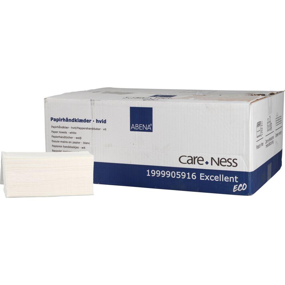 Pappershandduk Abena Care-Ness Excellent Eco 2-lags V-vikt Vit 20fp
