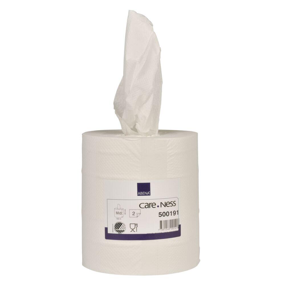 Handtorkrulle Abena Care-Ness Excellent Midi utan Hylsa 2-Lag Vit 153m 6rl