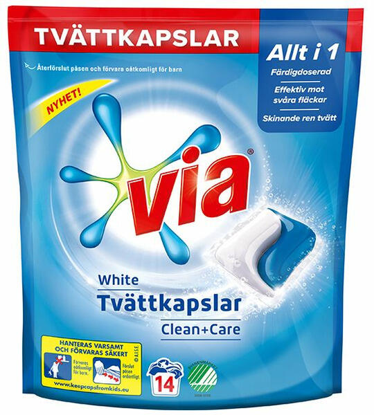 Tvättkapslar Diversey Via Clean+Care Vit 14st